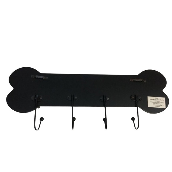 Dog Bone Shape Hook Rack Wall Plaque Decorative Lacquered 4 Metal Hooks Multi… - Picture 3 of 6